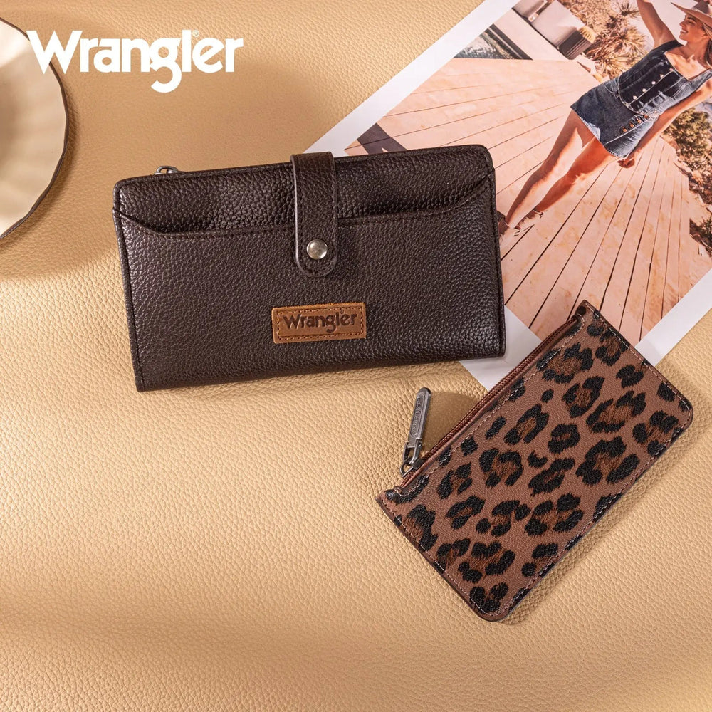 Wrangler Leopard Bi - fold Wallet with Detachable Pouch - LECCE