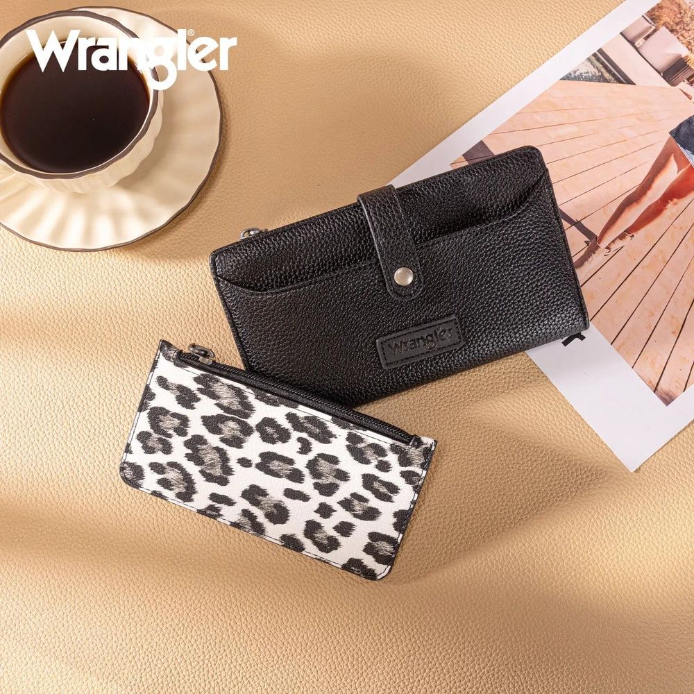 Wrangler Leopard Bi - fold Wallet with Detachable Pouch - LECCE