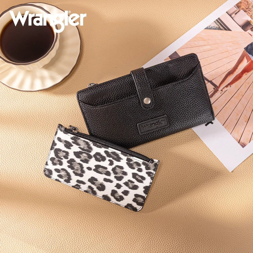 Wrangler Leopard Bi-fold Wallet with Detachable Pouch