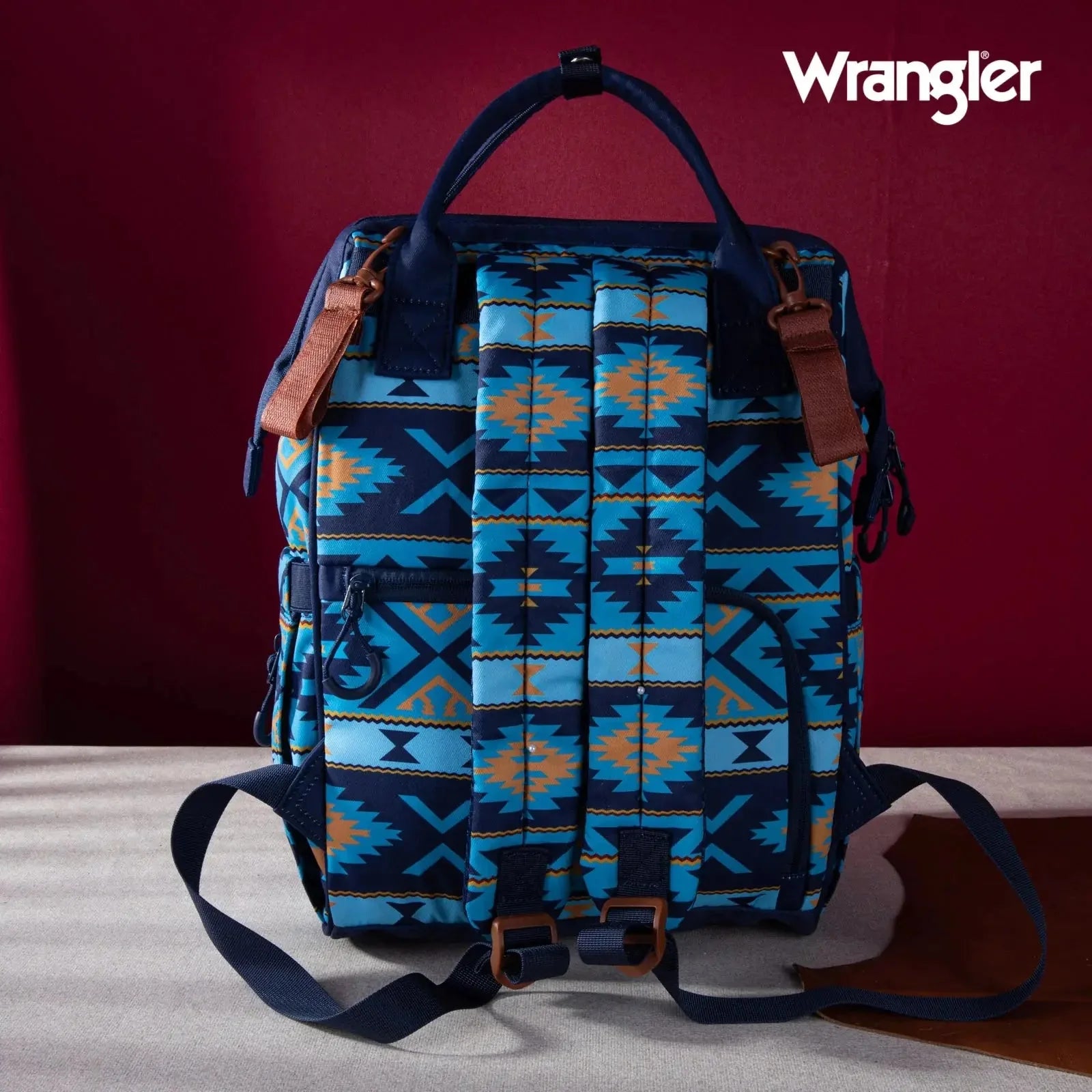 NEW WRANGLER women\'s aztec printed callie backpack in navy Wrangler Jean Navy Color Aztec Printed Callie Backpack  main image 4