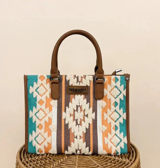 Wrangler Sherpa Aztec Canvas Tote/Crossbody Purses - LECCE
