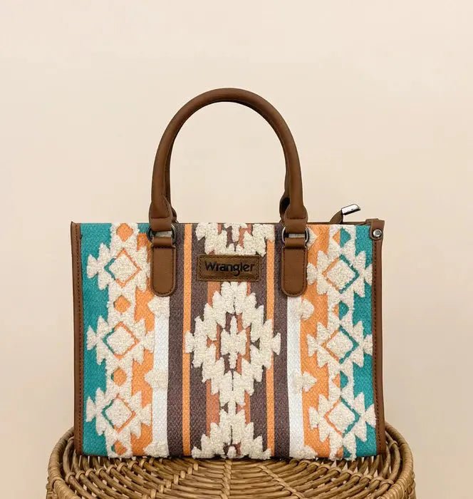 Wrangler Sherpa Aztec Canvas Tote/Crossbody Purses - LECCE