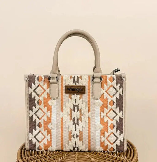 Wrangler Sherpa Aztec Canvas Tote/Crossbody Purses - LECCE