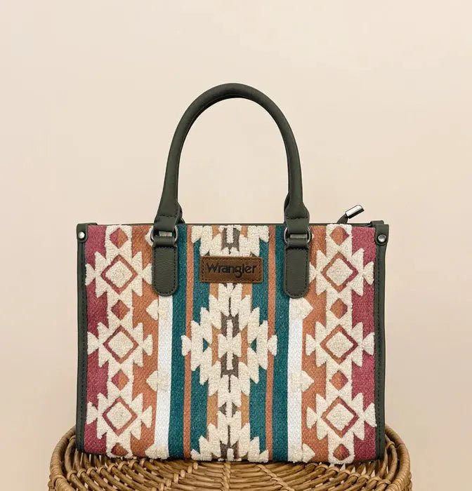Wrangler Sherpa Aztec Canvas Tote/Crossbody Purses - LECCE