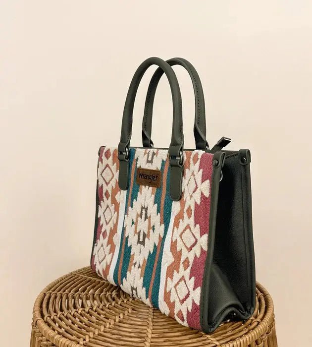 Wrangler Sherpa Aztec Canvas Tote/Crossbody Purses - LECCE