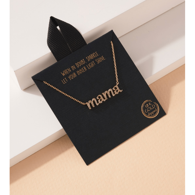 Pave Mama Charm Necklace
