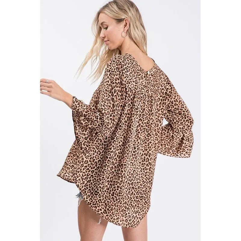 Animal printed woven top