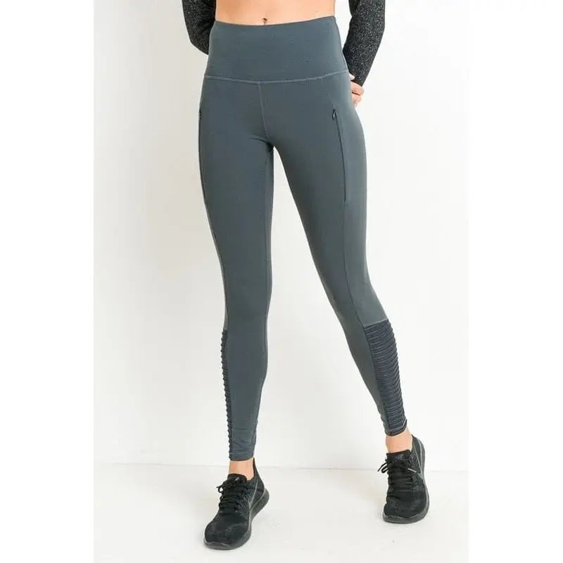 Highwaist Zipper Pocket Moto Mesh Full Leggings