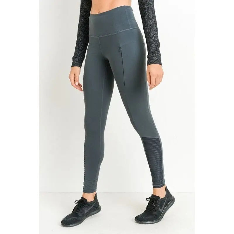 Highwaist Zipper Pocket Moto Mesh Full Leggings