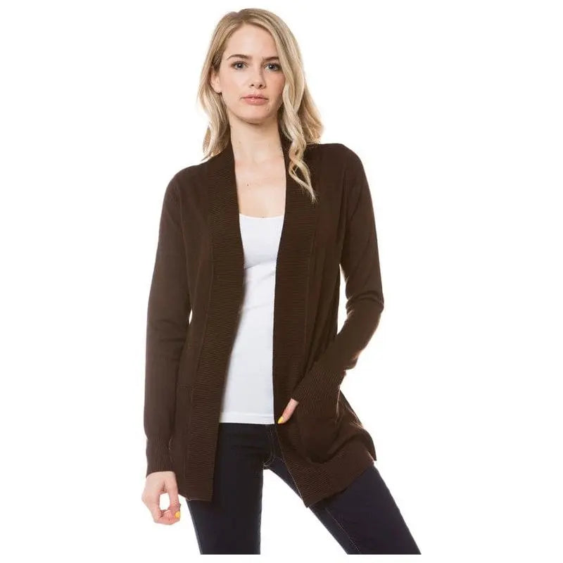 Women's Open Front Cardigan - Lightweight Knit Sweater