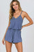Sleeveless Strappy Romper with Drawstring Waist and self tie LECCE