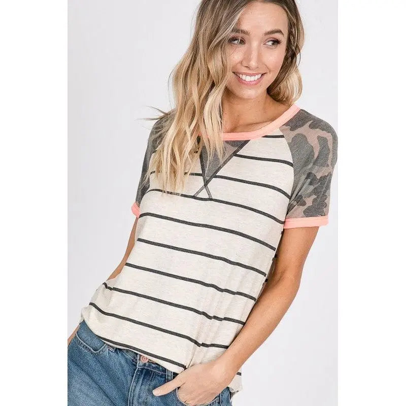 STRIPE RAGLAN SLEEVE TOP 