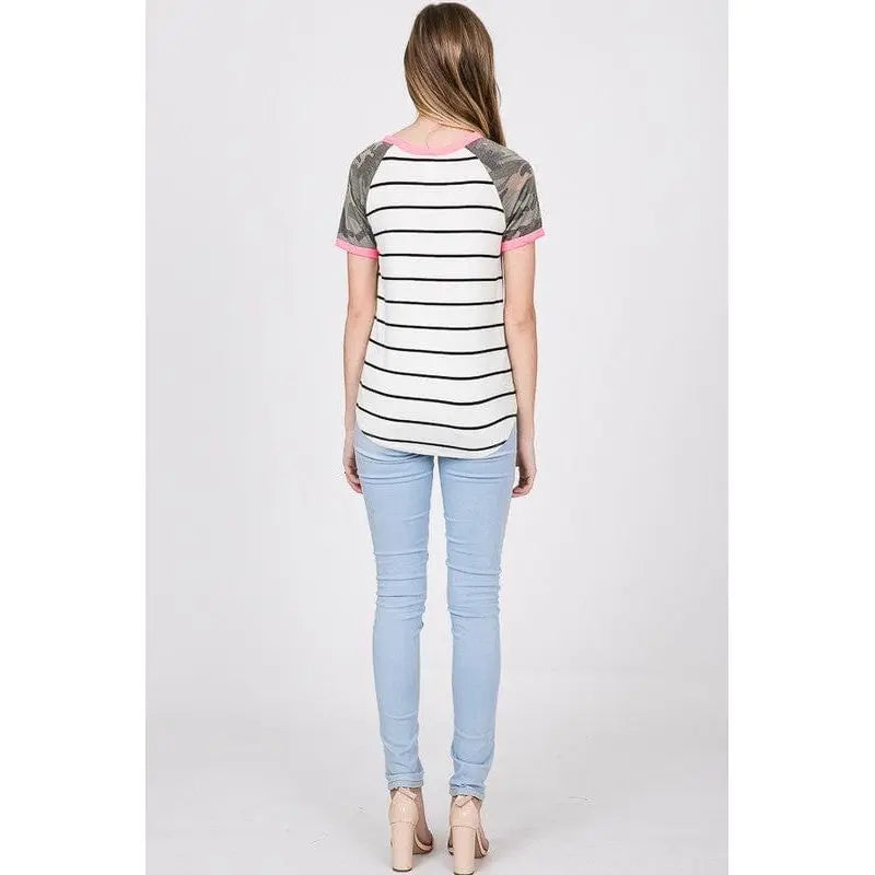 STRIPE RAGLAN SLEEVE TOP LECCE