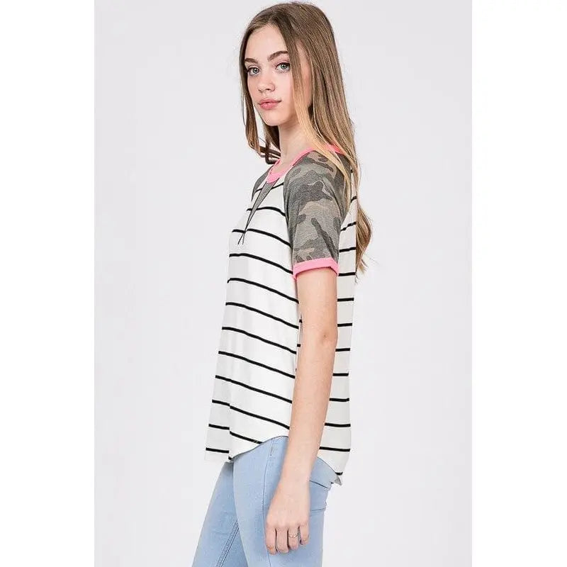 STRIPE RAGLAN SLEEVE TOP 