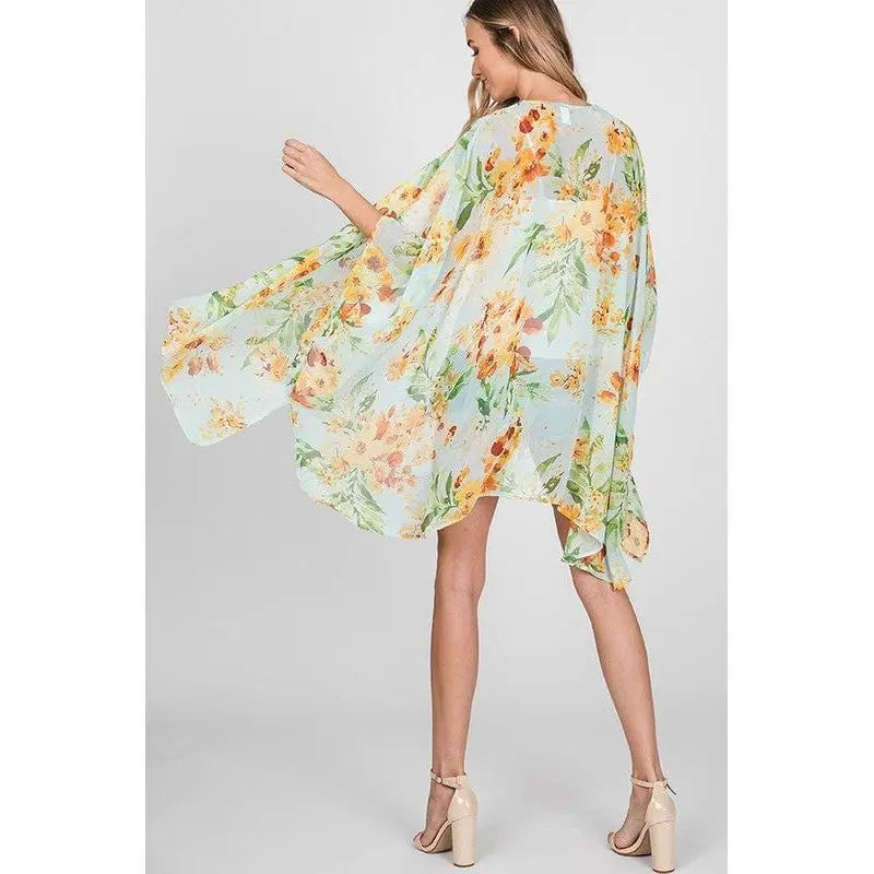 Flower chiffon open front kimono LECCE