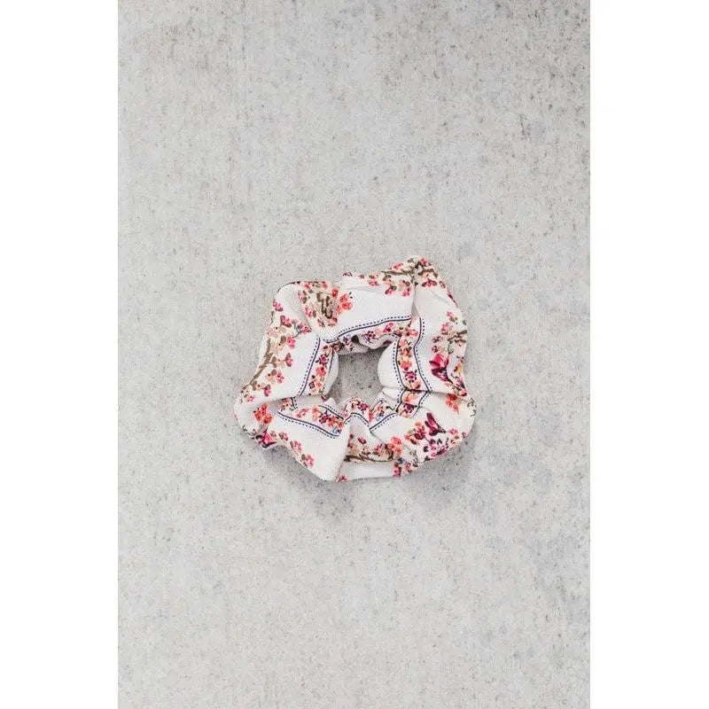 Yellow Floral Scrunchie