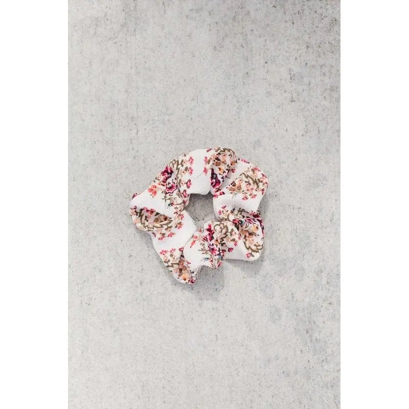 Yellow Floral Scrunchie
