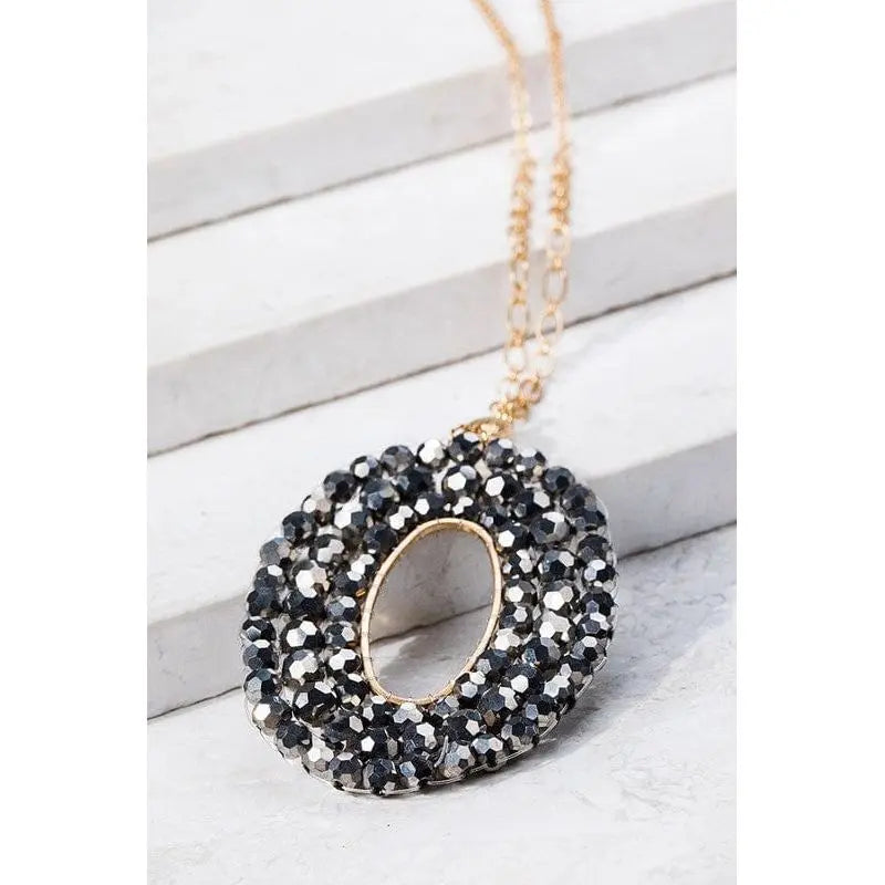 Oval and Glass Bead Necklace