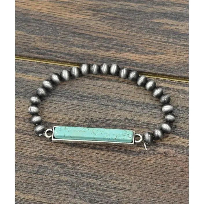 Bar natural turquoise stretch bracelet isac trading