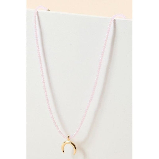 Half Moon Charm Glass Beads Short Necklace LECCE