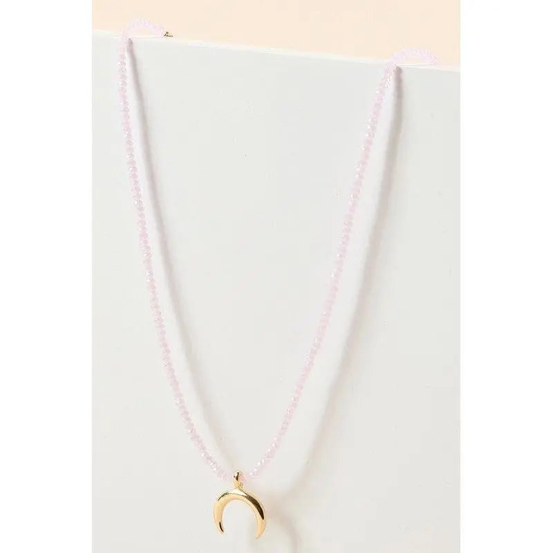 Half Moon Charm Glass Beads Short Necklace LECCE