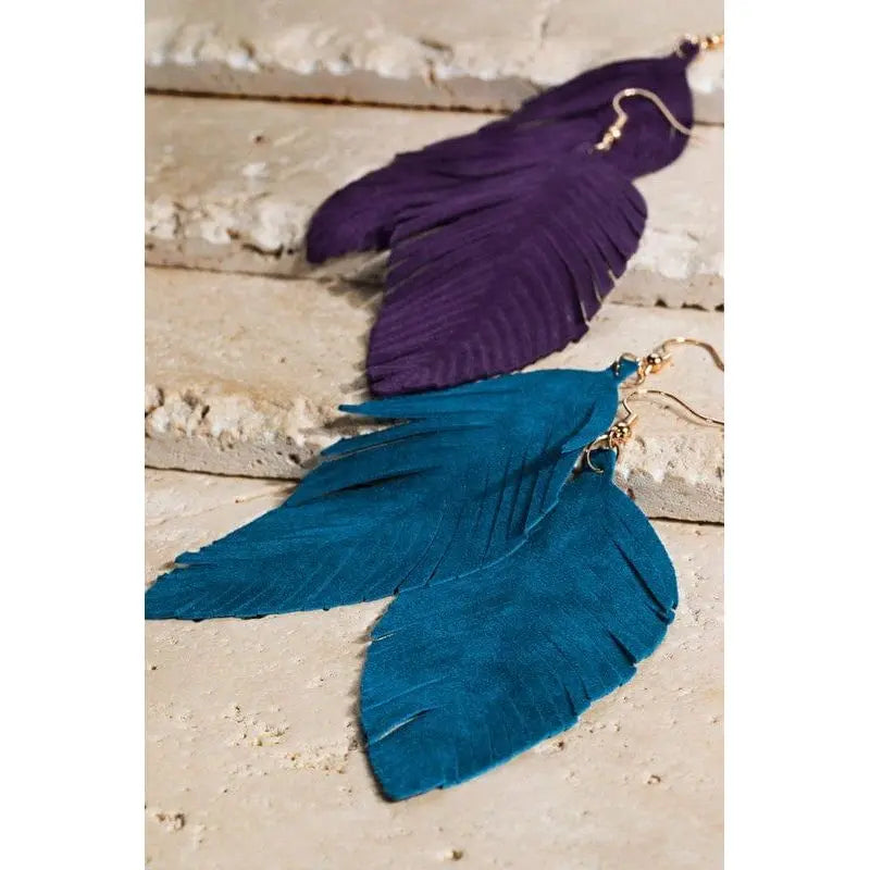 Genuine Leather Leaf Earrings
