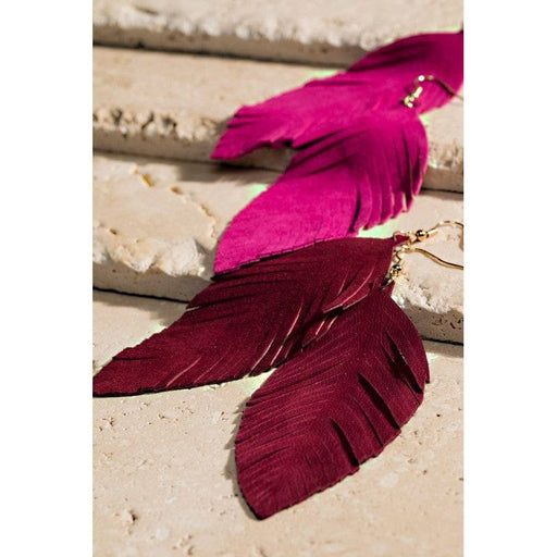 Genuine Leather Leaf Earrings