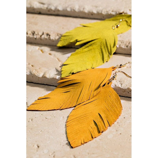 Genuine Leather Leaf Earrings