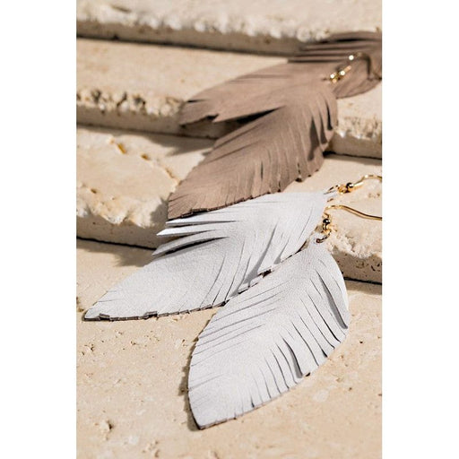 Genuine Leather Leaf Earrings