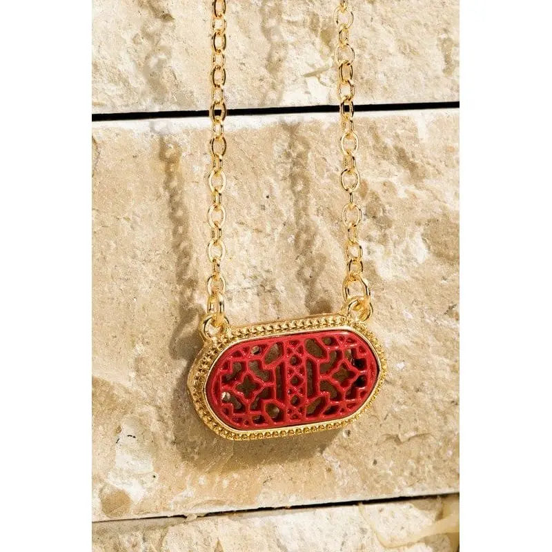 Oval filigree charm short necklace LECCE Boutique