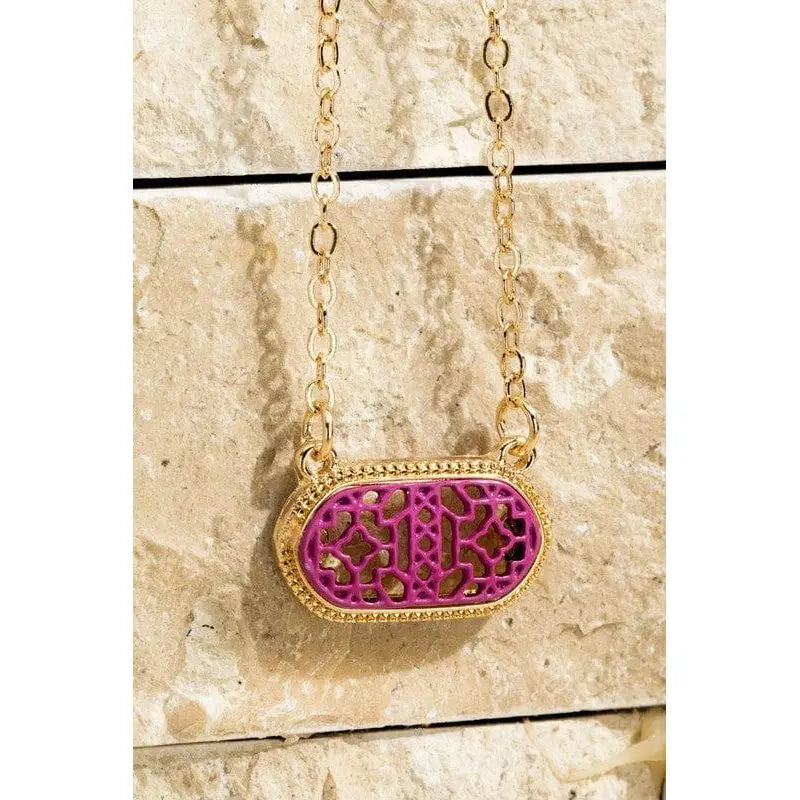 Oval filigree charm short necklace LECCE Boutique