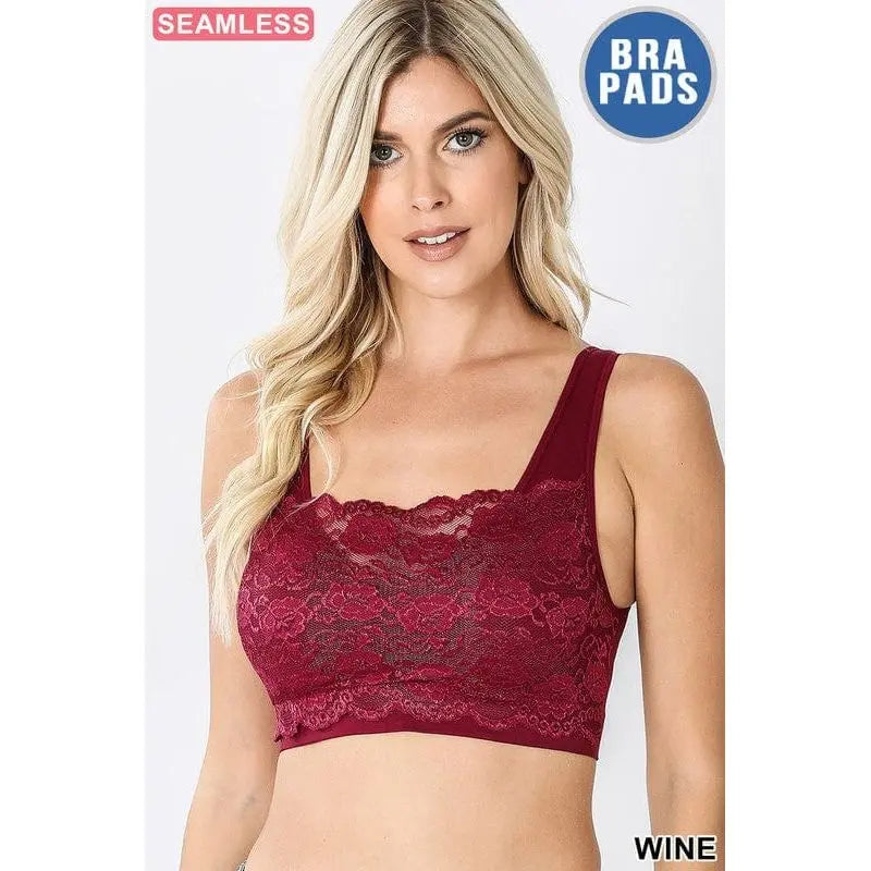 Seamless bra top with front lace cover LECCE