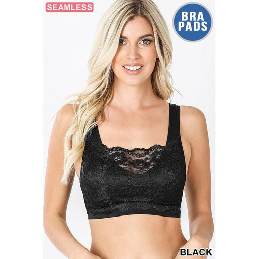 Seamless bra top with front lace cover LECCE