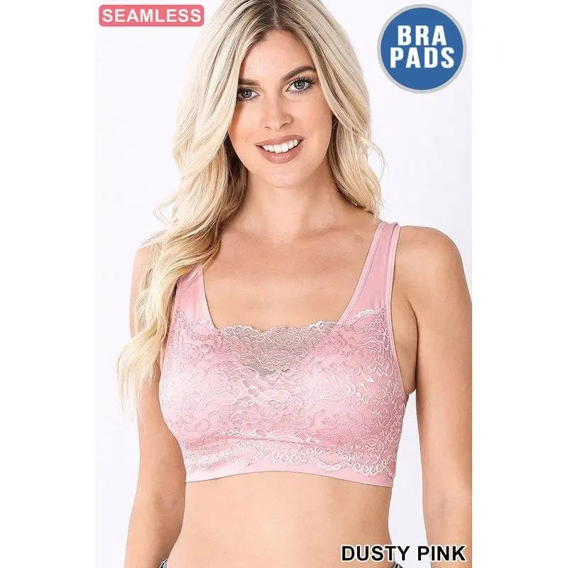 Seamless bra top with front lace cover LECCE