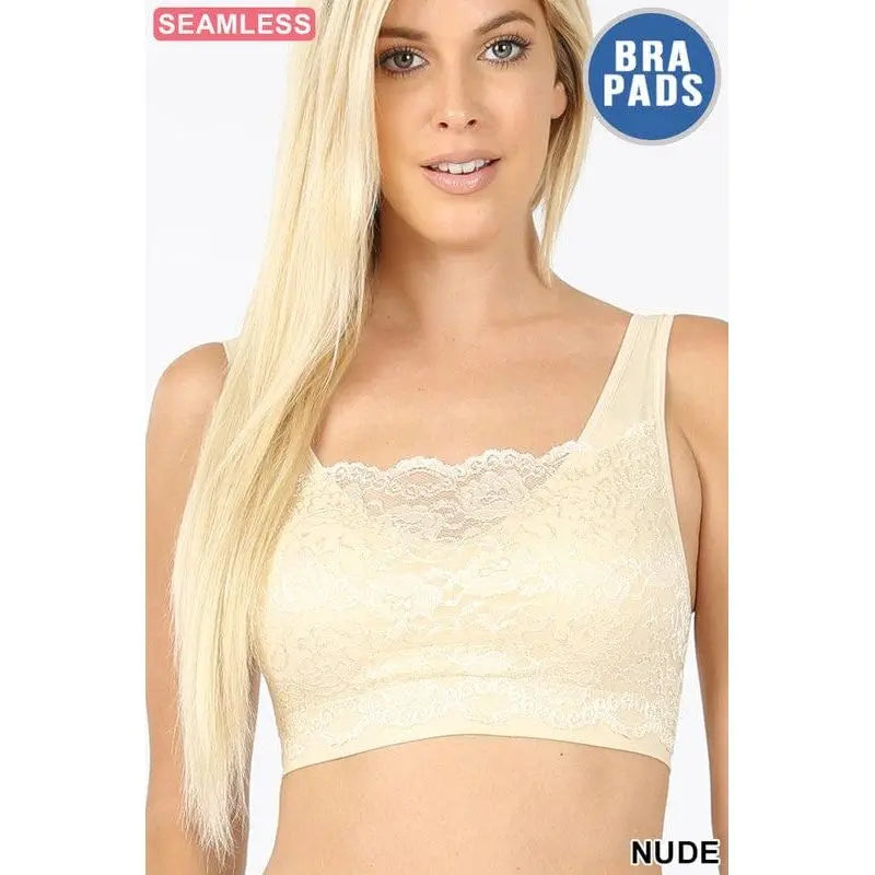 Seamless bra top with front lace cover LECCE