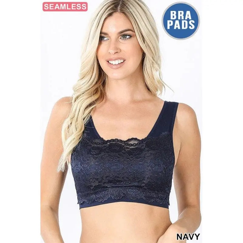 Seamless bra top with front lace cover LECCE