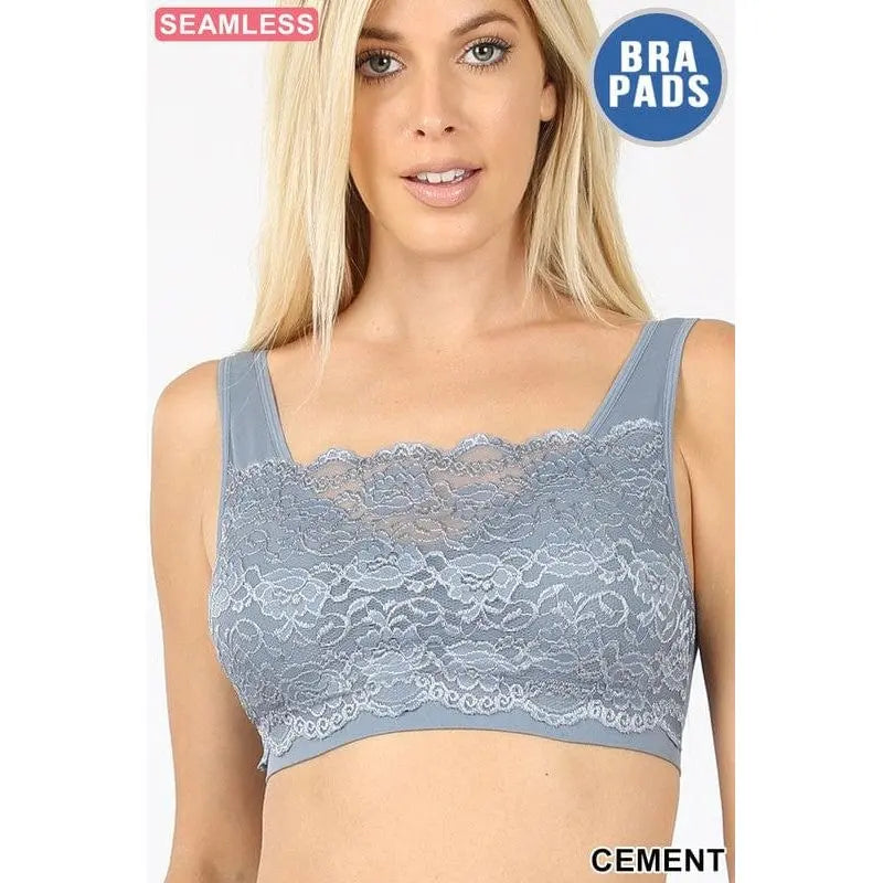 Seamless bra top with front lace cover LECCE