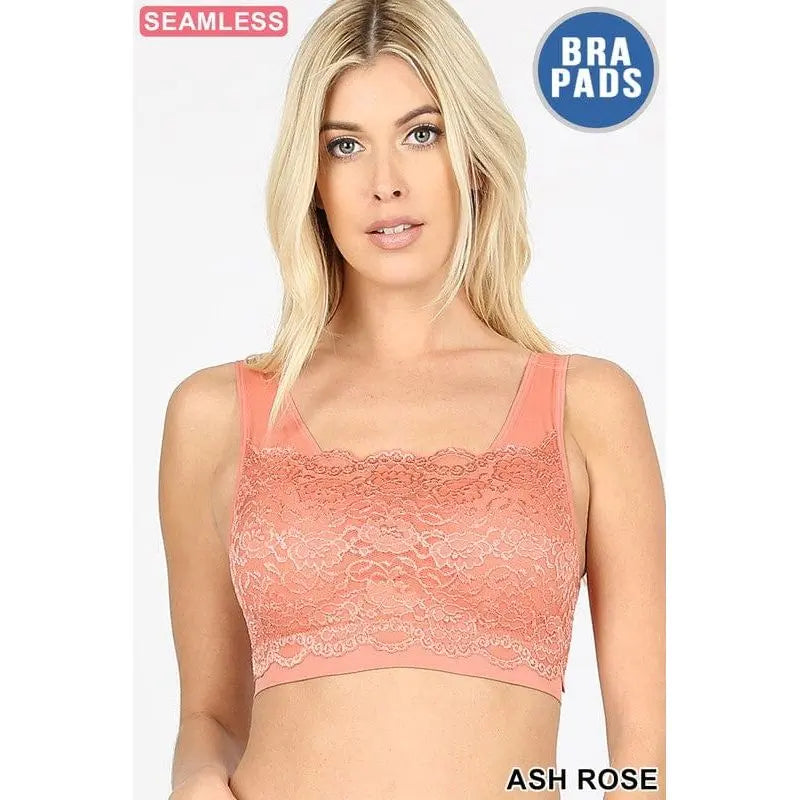 Seamless bra top with front lace cover LECCE