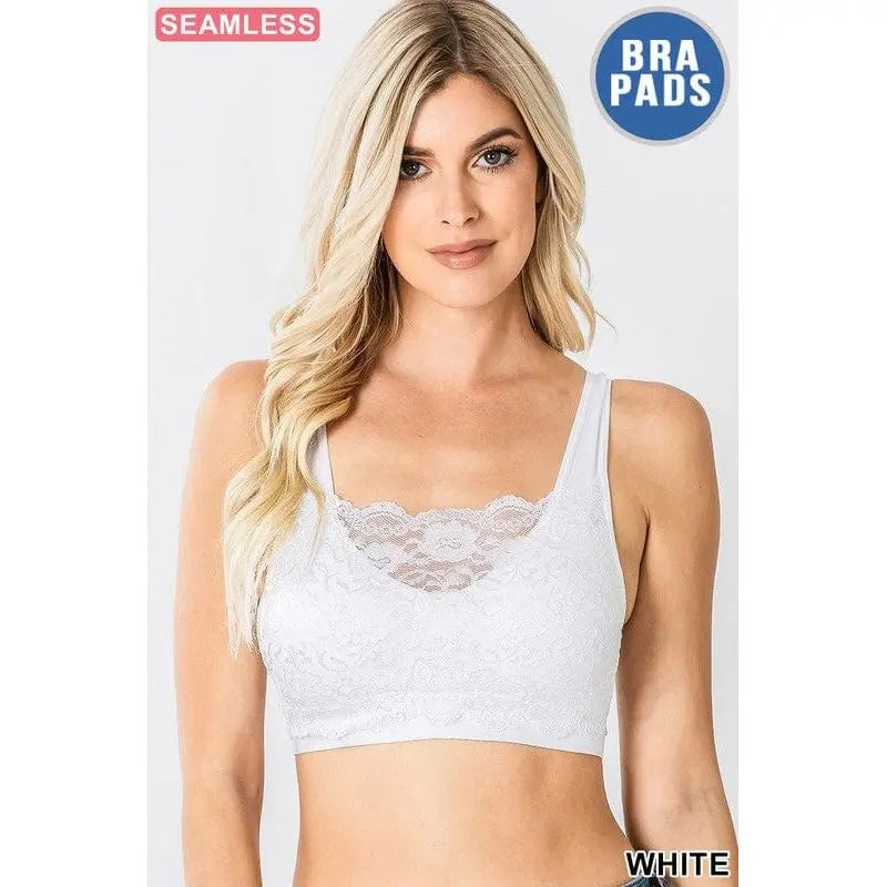 Seamless bra top with front lace cover LECCE