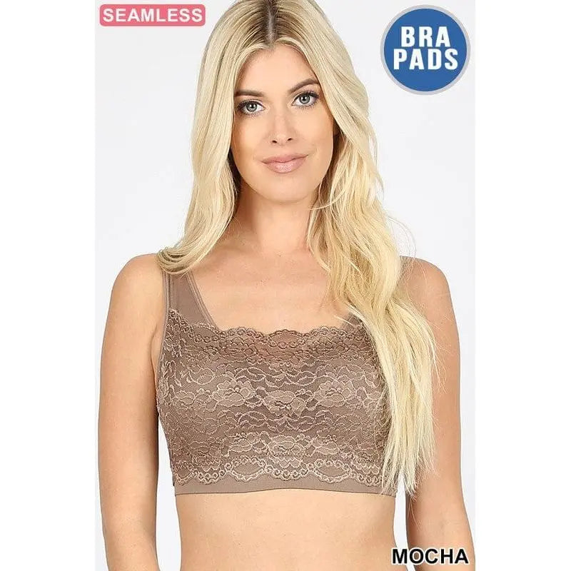 Seamless bra top with front lace cover LECCE