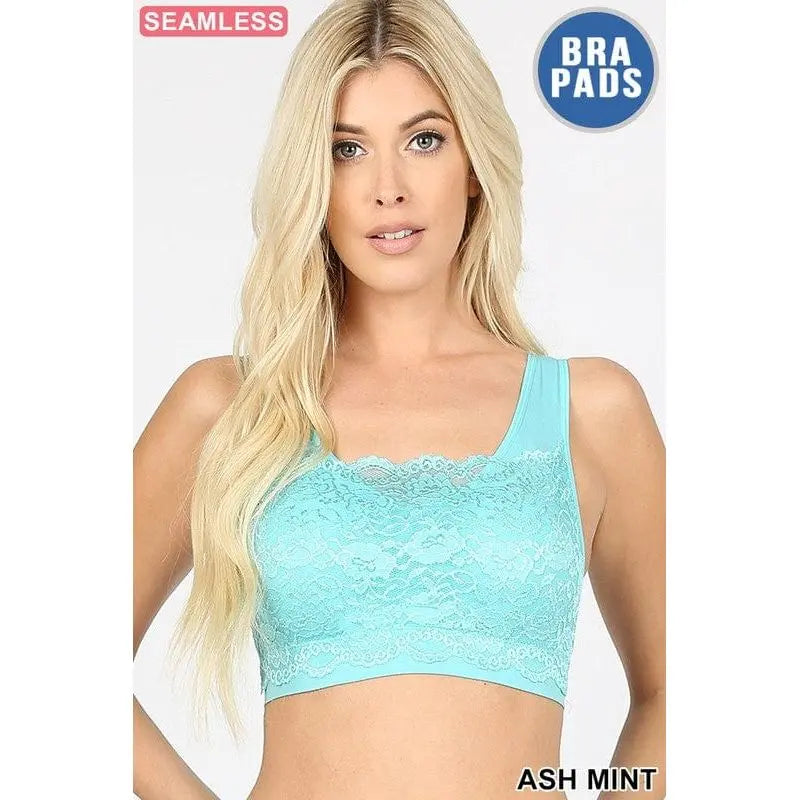 Seamless bra top with front lace cover LECCE