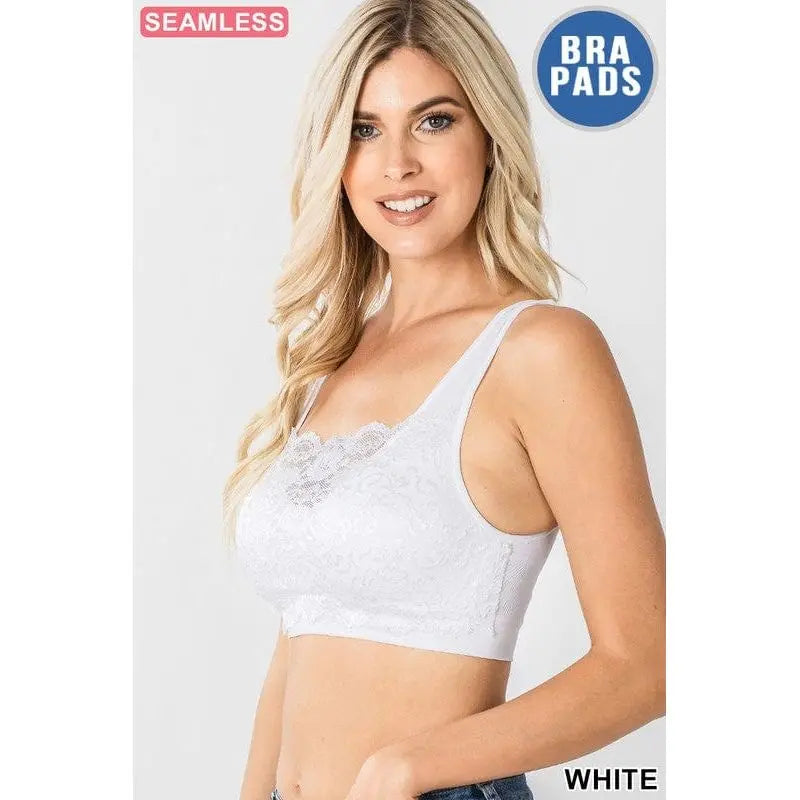 Seamless bra top with front lace cover LECCE