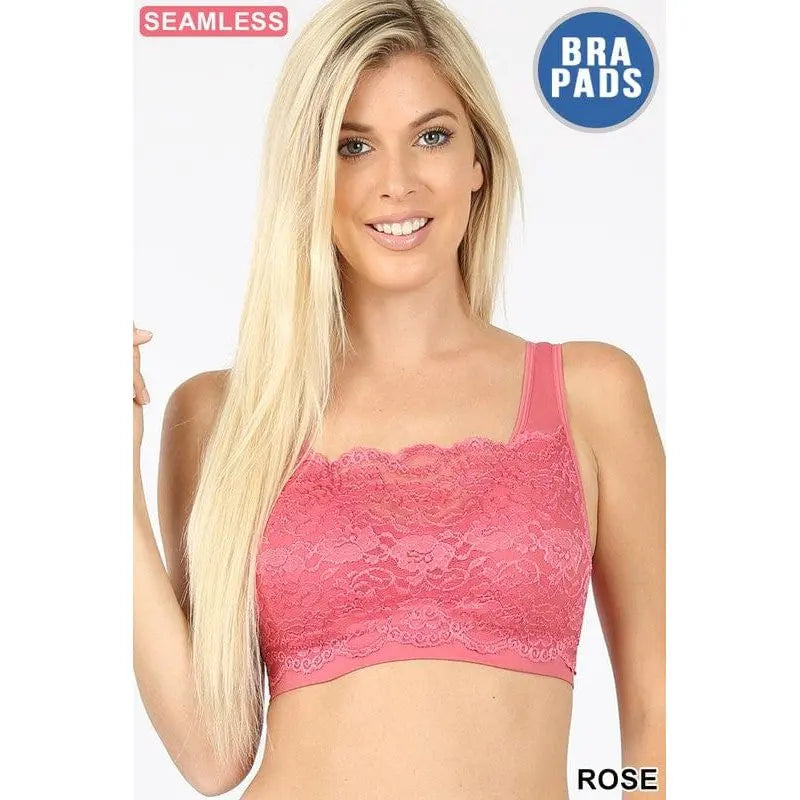 Seamless bra top with front lace cover LECCE