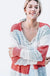 MULTI COLOR STRIPED POPCORN CARDIGAN LECCE