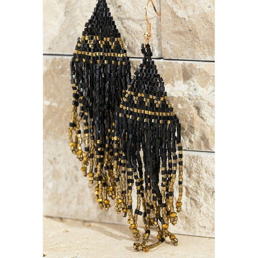 Seed Bead Tassel Earrings