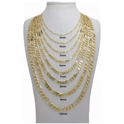 10k yellow gold hollow figaro chain — LECCE