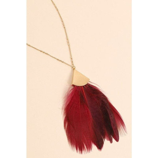 Feather Metal Pendant Long Necklace