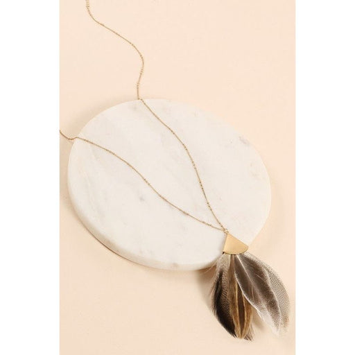 Feather Metal Pendant Long Necklace