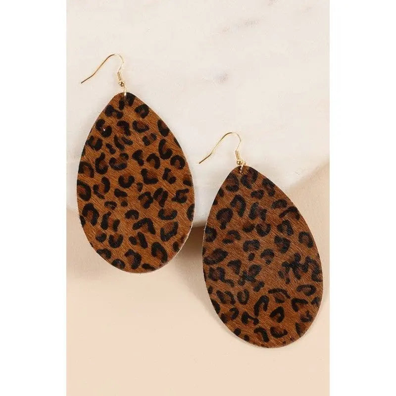 Animal Print Tear Drop Earrings