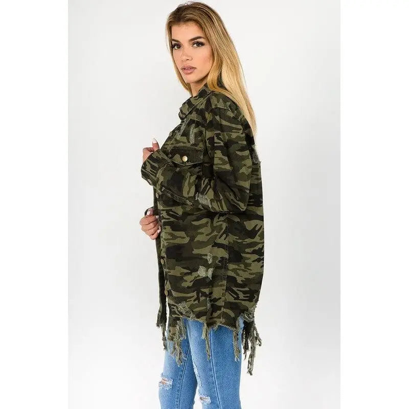 Distressed Denim Shirts Jacket American Bazi